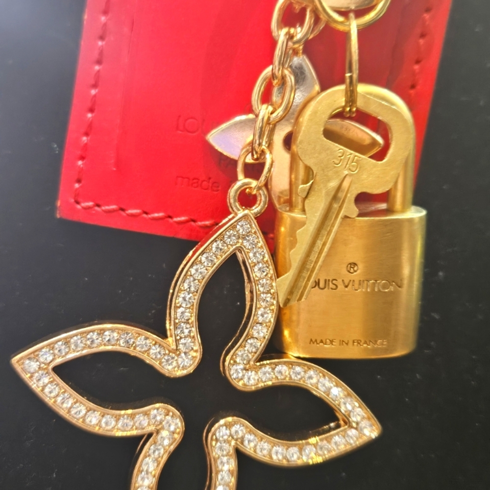 Authentic LV Lock and Bag Tag on unbranded Key Chain.  Lock #315